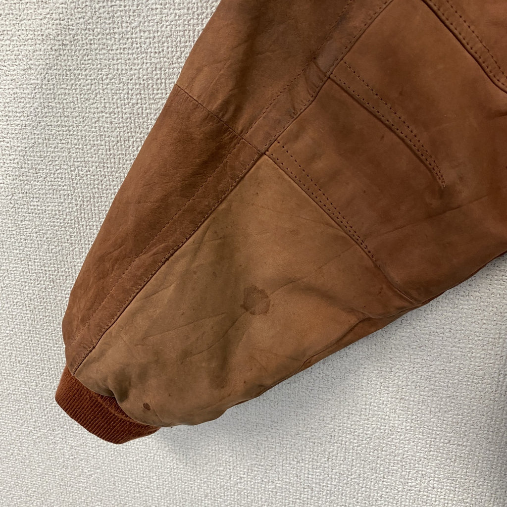 ～90s　 Leather Bomber Jacket　レザーボンバージャケット　レザーブルゾン　ヴィンテージ　オレンジブラウン　54サイズ
