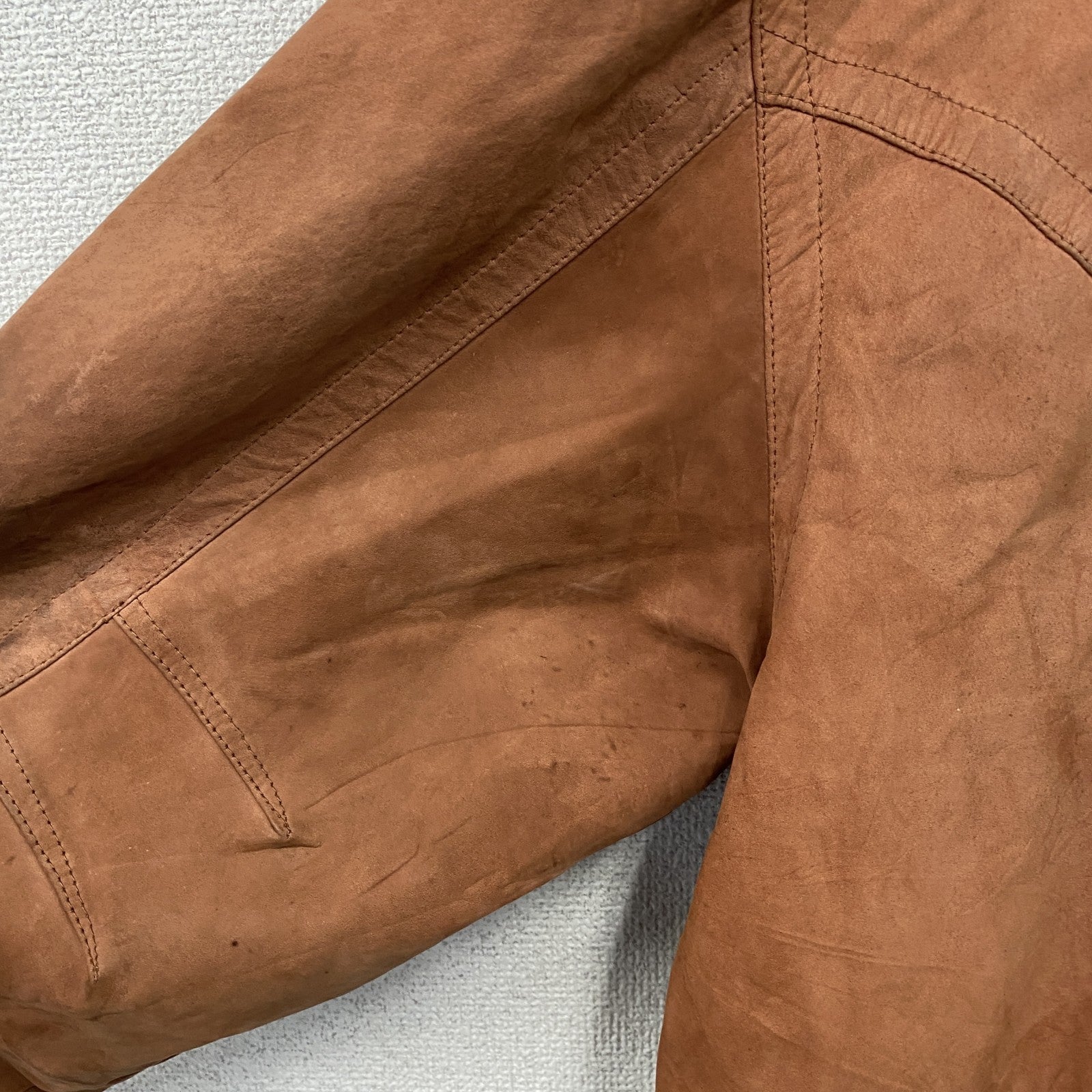 ～90s　 Leather Bomber Jacket　レザーボンバージャケット　レザーブルゾン　ヴィンテージ　オレンジブラウン　54サイズ
