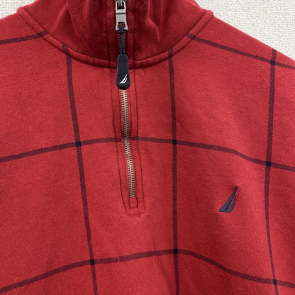 NAUTICA　ノーティカ　ハーフジップスウェット/トレーナー　チェック柄　赤　レッド　2XLサイズ