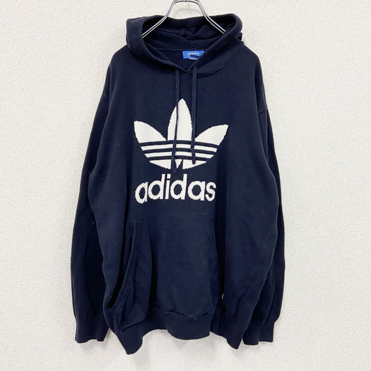 adidas　アディダス　コットンニットパーカー/フーディー　紺　ネイビー　2XLサイズ