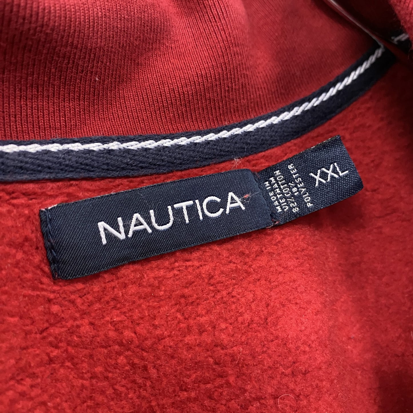 NAUTICA　ノーティカ　ハーフジップスウェット/トレーナー　チェック柄　赤　レッド　2XLサイズ