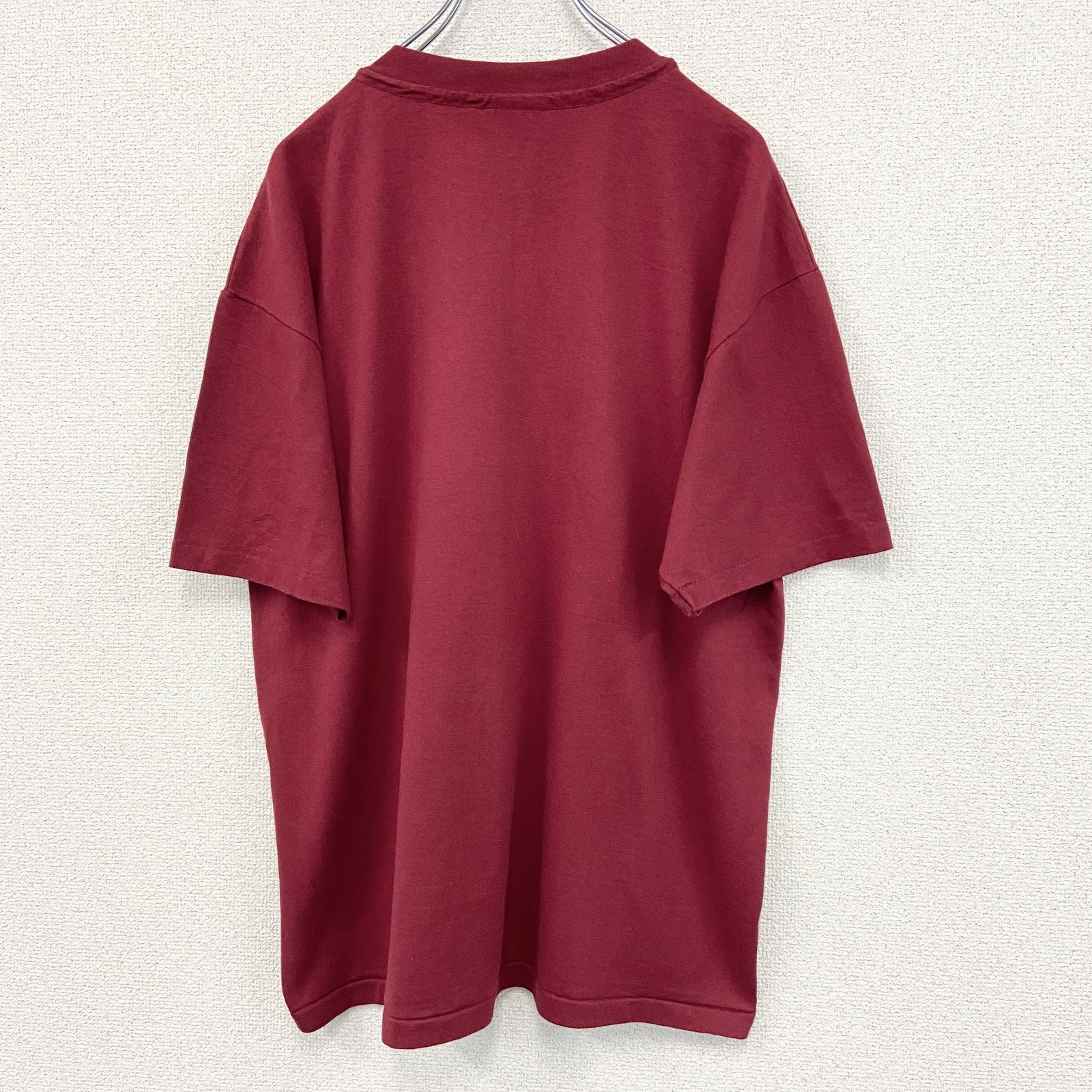 古着 used　Hanes ヘインズ　半袖プリントTシャツ　クルーネック　赤　90s　カジュアル　シングルステッチ　Lサイズ