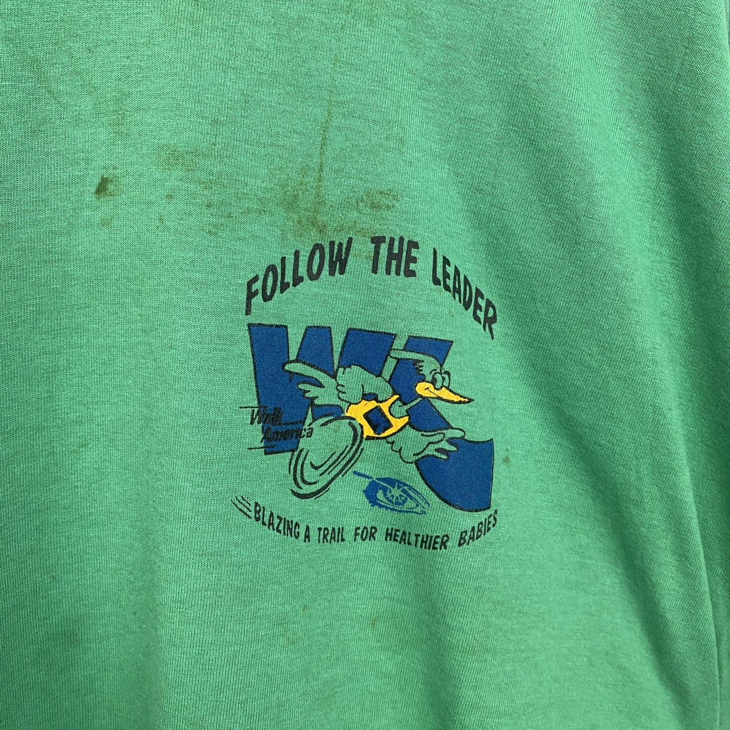 古着 used 　FRUIT OF THE LOOM　半袖プリントTシャツ　90s　クルーネック　シングルステッチ　緑　XLサイズ