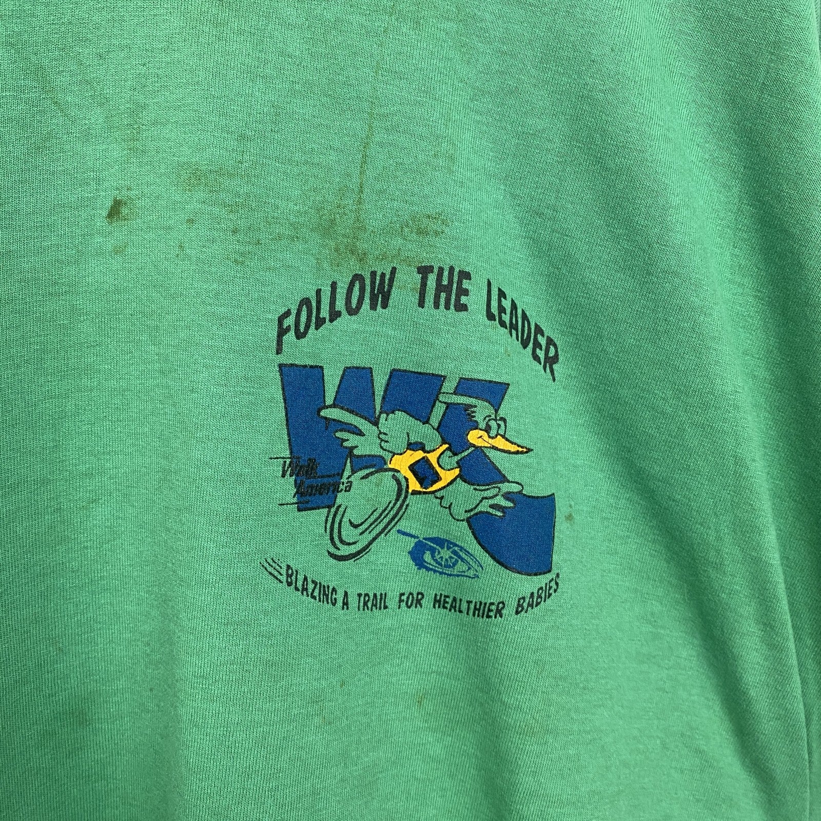 古着 used 　FRUIT OF THE LOOM　半袖プリントTシャツ　90s　クルーネック　シングルステッチ　緑　XLサイズ