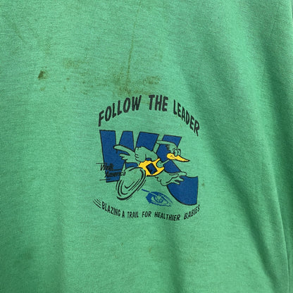 古着 used 　FRUIT OF THE LOOM　半袖プリントTシャツ　90s　クルーネック　シングルステッチ　緑　XLサイズ