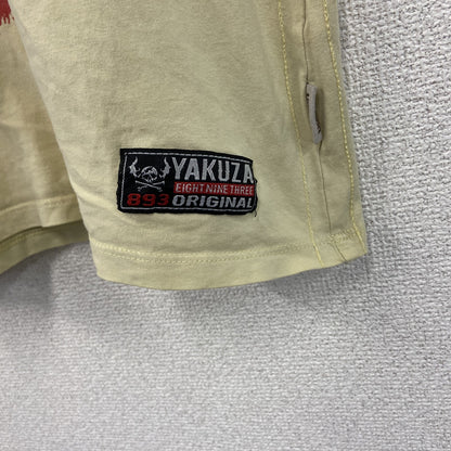古着 used　YAKUZA　半袖プリントTシャツ　スカルデザイン　ドクロ　ロックデザイン　クリーム色　レトロ　XLサイズ