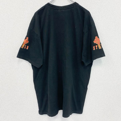 B＆C　半袖プリントTシャツ　十字架　炎　デカロゴ　黒　ブラック　XXLサイズ