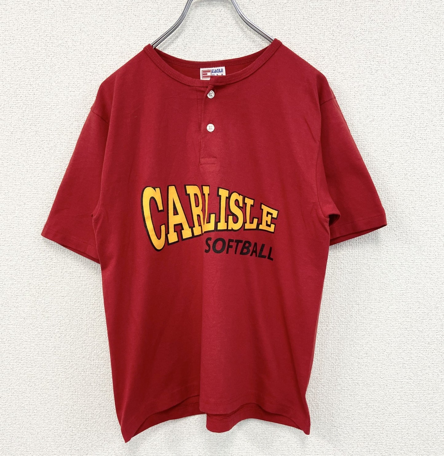古着 used　EAGLE イーグル　半袖プリントTシャツ　ソフトボール　赤　レッド　90s　シングルステッチ　レトロ　Mサイズ