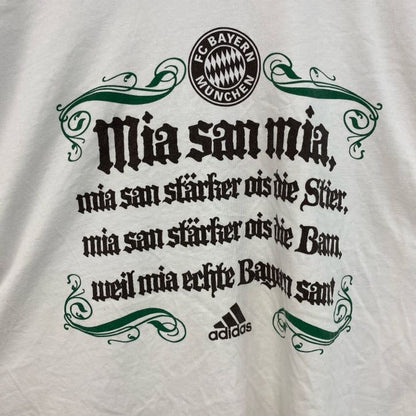 古着 used　adidas　アディダス　半袖スポーツプリントTシャツ　バイエルン　サッカー　クルーネック　白　ホワイト　Lサイズ
