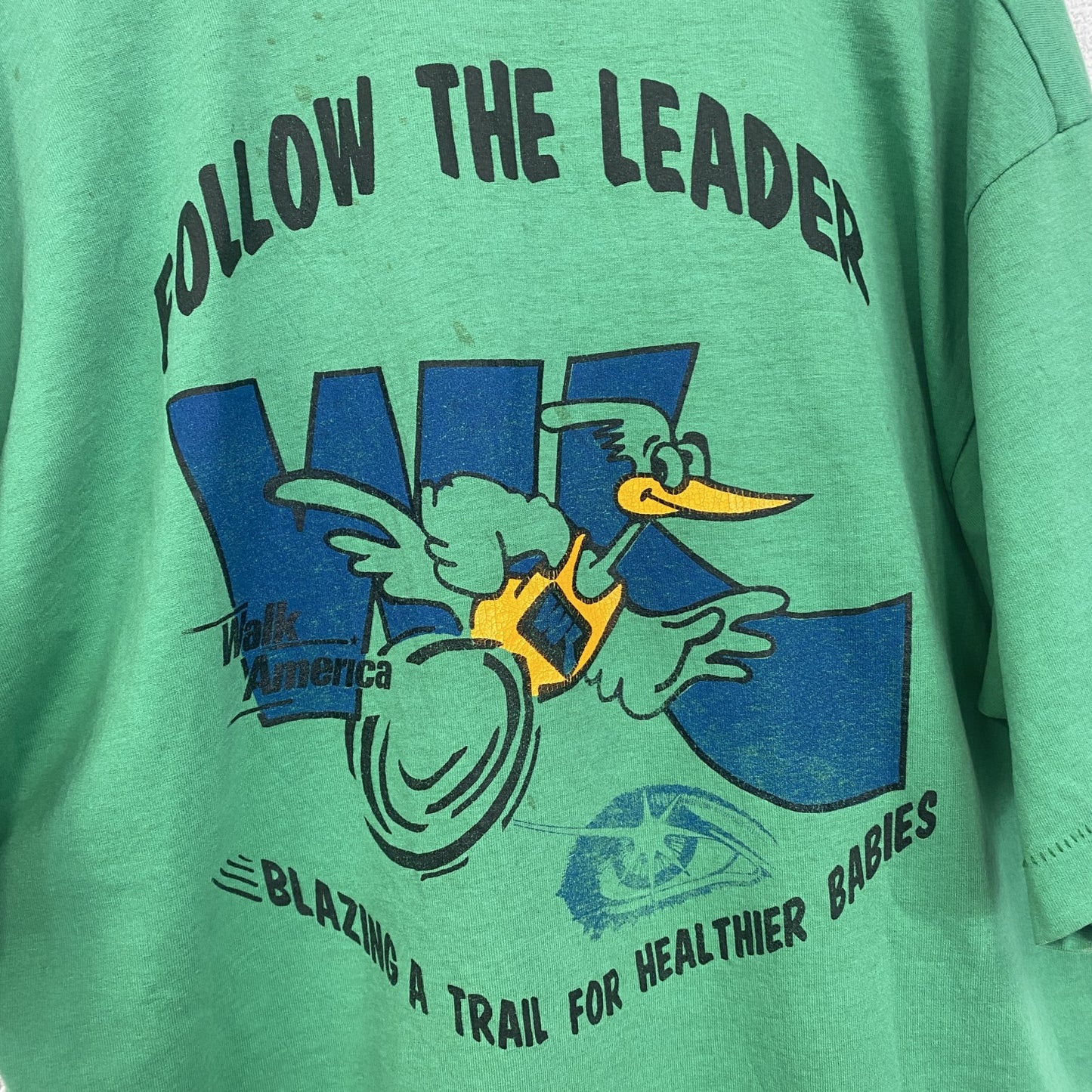 古着 used 　FRUIT OF THE LOOM　半袖プリントTシャツ　90s　クルーネック　シングルステッチ　緑　XLサイズ