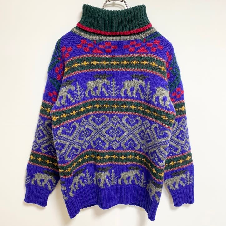 古着 used　80s　Eddie Bauer エディーバウアー　長袖ノルディックニット　セーター　タートルネック　Sサイズ