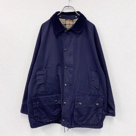 Barbour　バブアー　BEAUFORT　ビューフォート　ノンオイルドジャケット　コーデュロイ襟　チェック柄ライナー　紺　ネイビー　Lサイズ