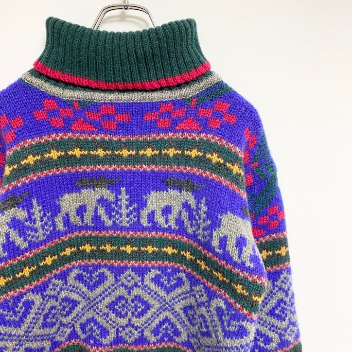 古着 used　80s　Eddie Bauer エディーバウアー　長袖ノルディックニット　セーター　タートルネック　Sサイズ