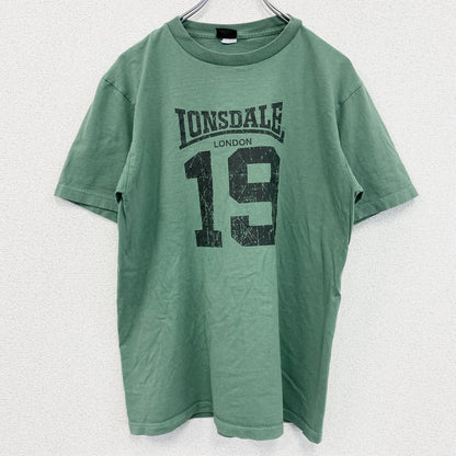 古着 used　LONSDALE　半袖プリントTシャツ　バックプリント　ナンバリング　レトロデザイン　クルーネック　緑　グリーン