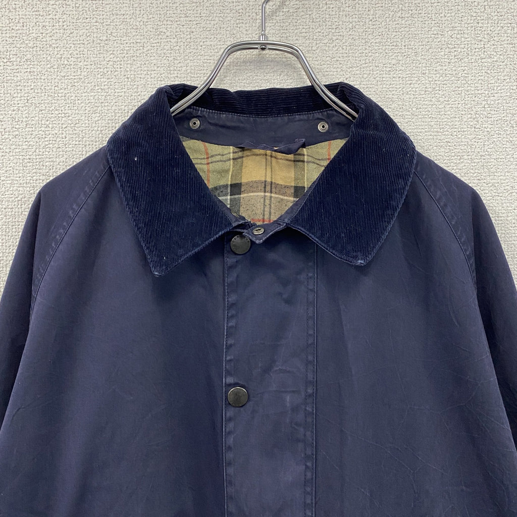 Barbour　バブアー　BEAUFORT　ビューフォート　ノンオイルドジャケット　コーデュロイ襟　チェック柄ライナー　紺　ネイビー　Lサイズ