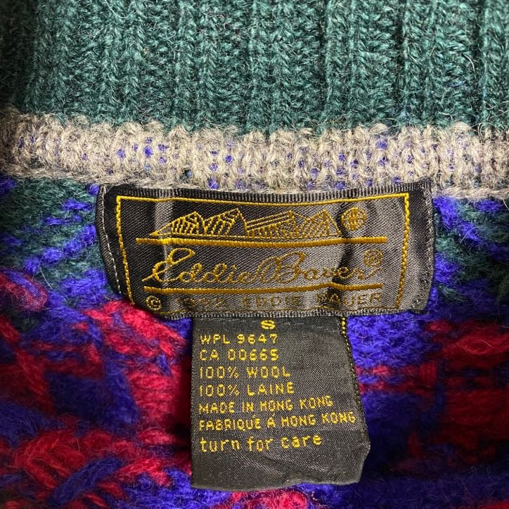 古着 used　80s　Eddie Bauer エディーバウアー　長袖ノルディックニット　セーター　タートルネック　Sサイズ