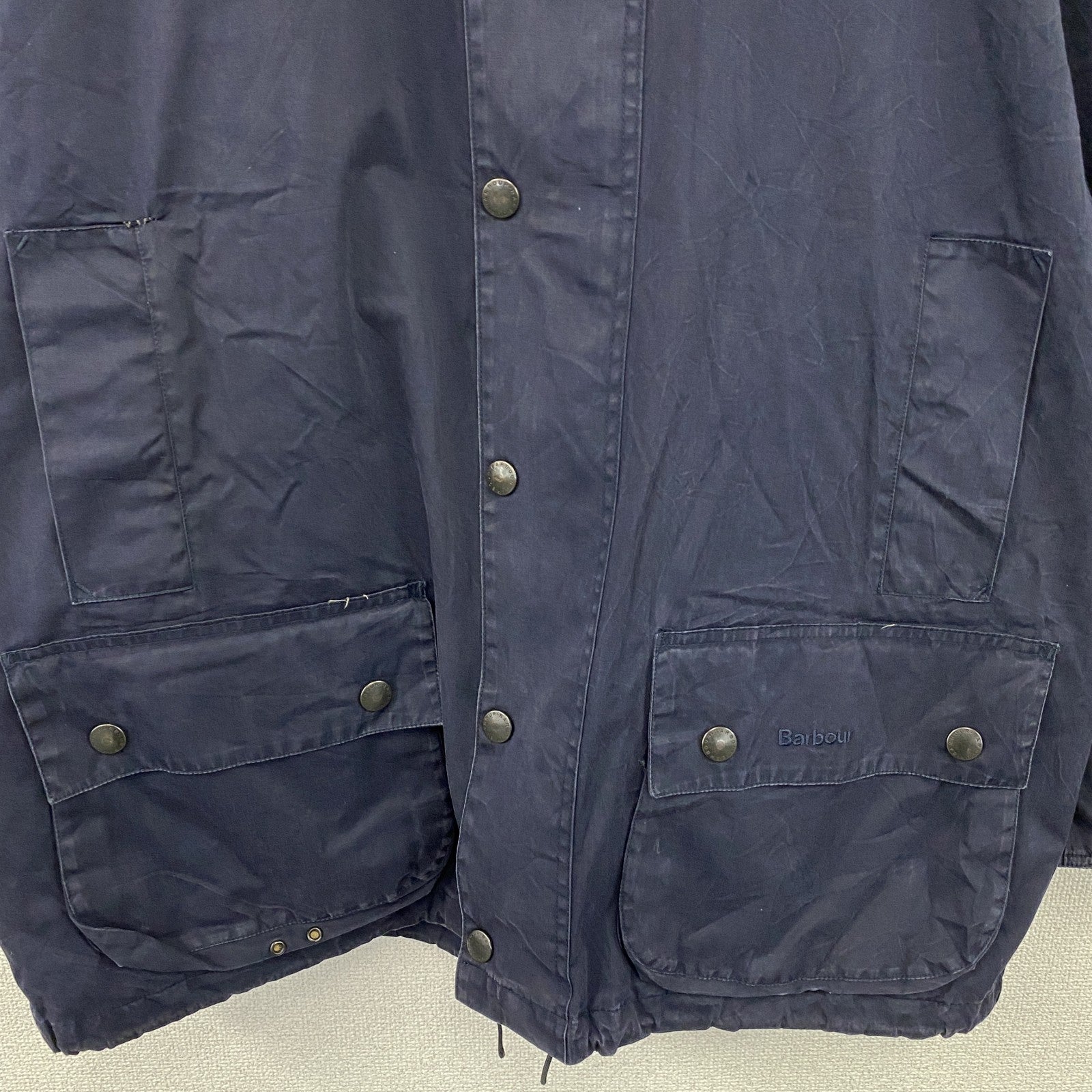 Barbour　バブアー　BEAUFORT　ビューフォート　ノンオイルドジャケット　コーデュロイ襟　チェック柄ライナー　紺　ネイビー　Lサイズ