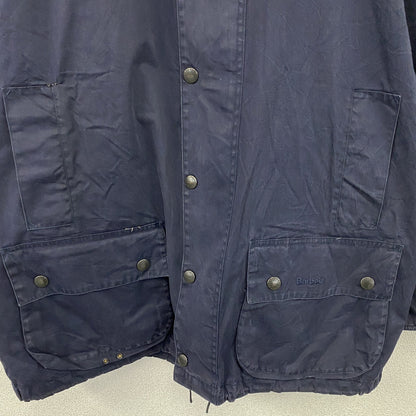 Barbour　バブアー　BEAUFORT　ビューフォート　ノンオイルドジャケット　コーデュロイ襟　チェック柄ライナー　紺　ネイビー　Lサイズ