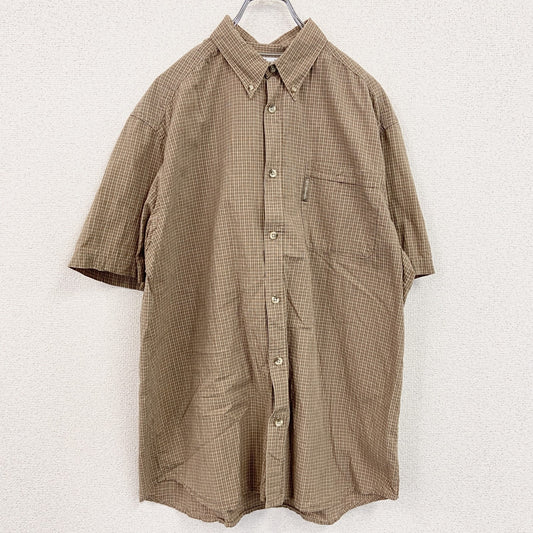 Columbia　コロンビア　半袖ボタンダウンシャツ　チェック柄　茶色　ブラウン　Lサイズ