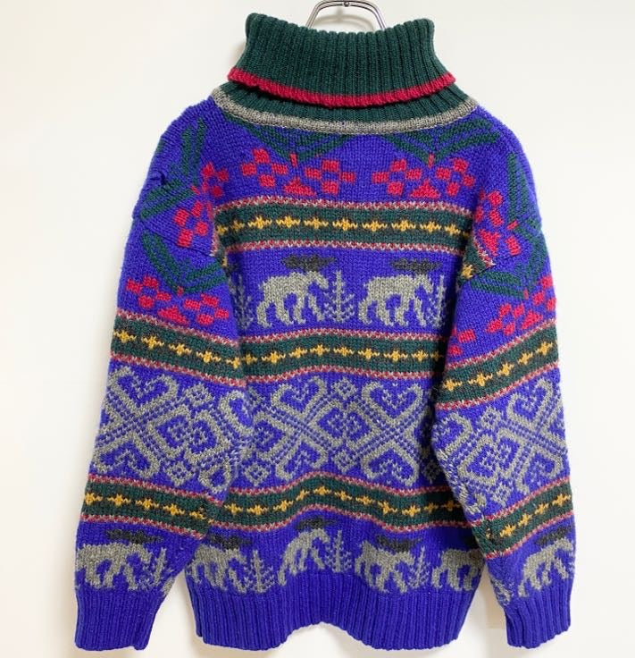 古着 used　80s　Eddie Bauer エディーバウアー　長袖ノルディックニット　セーター　タートルネック　Sサイズ