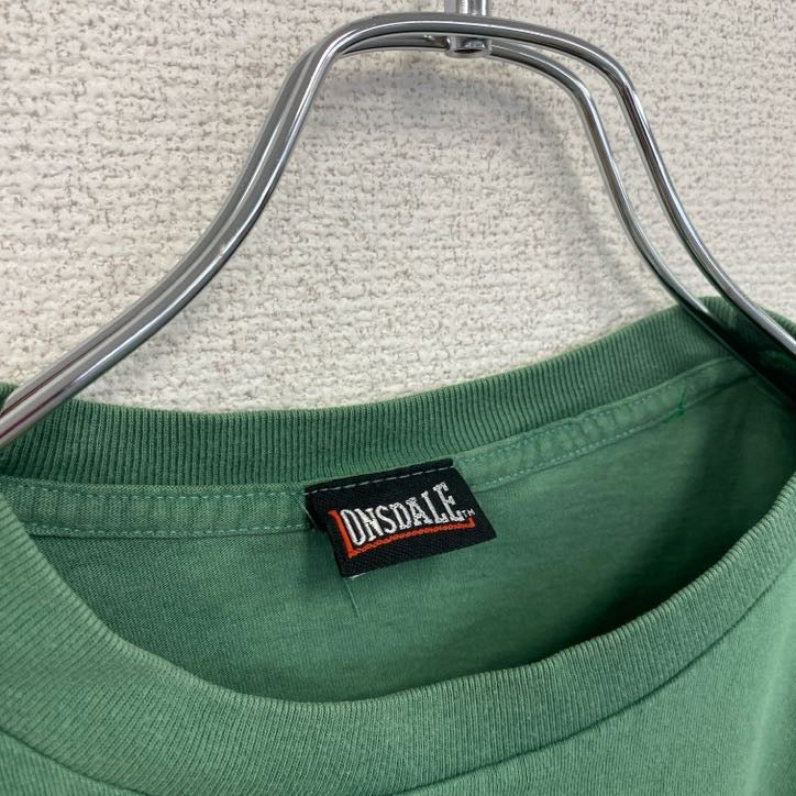 古着 used　LONSDALE　半袖プリントTシャツ　バックプリント　ナンバリング　レトロデザイン　クルーネック　緑　グリーン