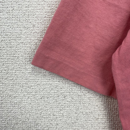 古着 used　半袖刺繍Tシャツ　90s　レトロデザイン　ヴィンテージ　クルーネック　シングルステッチ　ピンク　Lサイズ