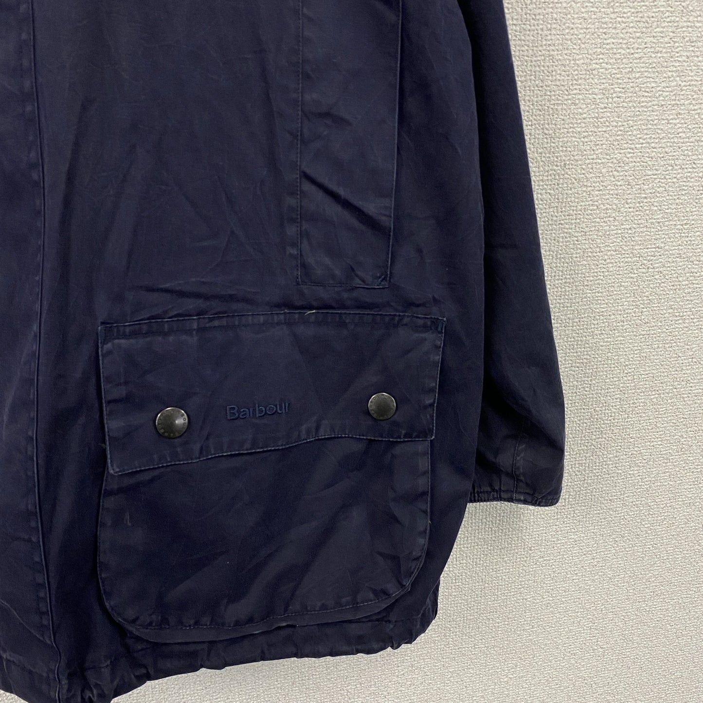 Barbour　バブアー　BEAUFORT　ビューフォート　ノンオイルドジャケット　コーデュロイ襟　チェック柄ライナー　紺　ネイビー　Lサイズ