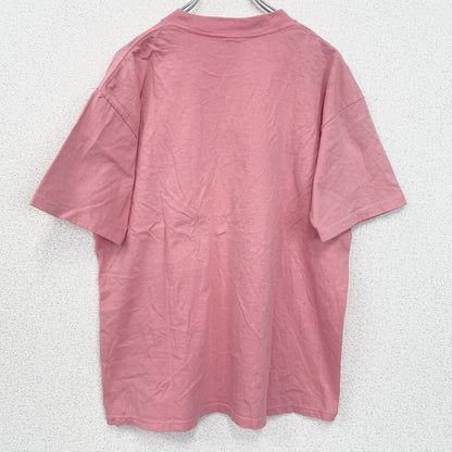 古着 used　半袖刺繍Tシャツ　90s　レトロデザイン　ヴィンテージ　クルーネック　シングルステッチ　ピンク　Lサイズ