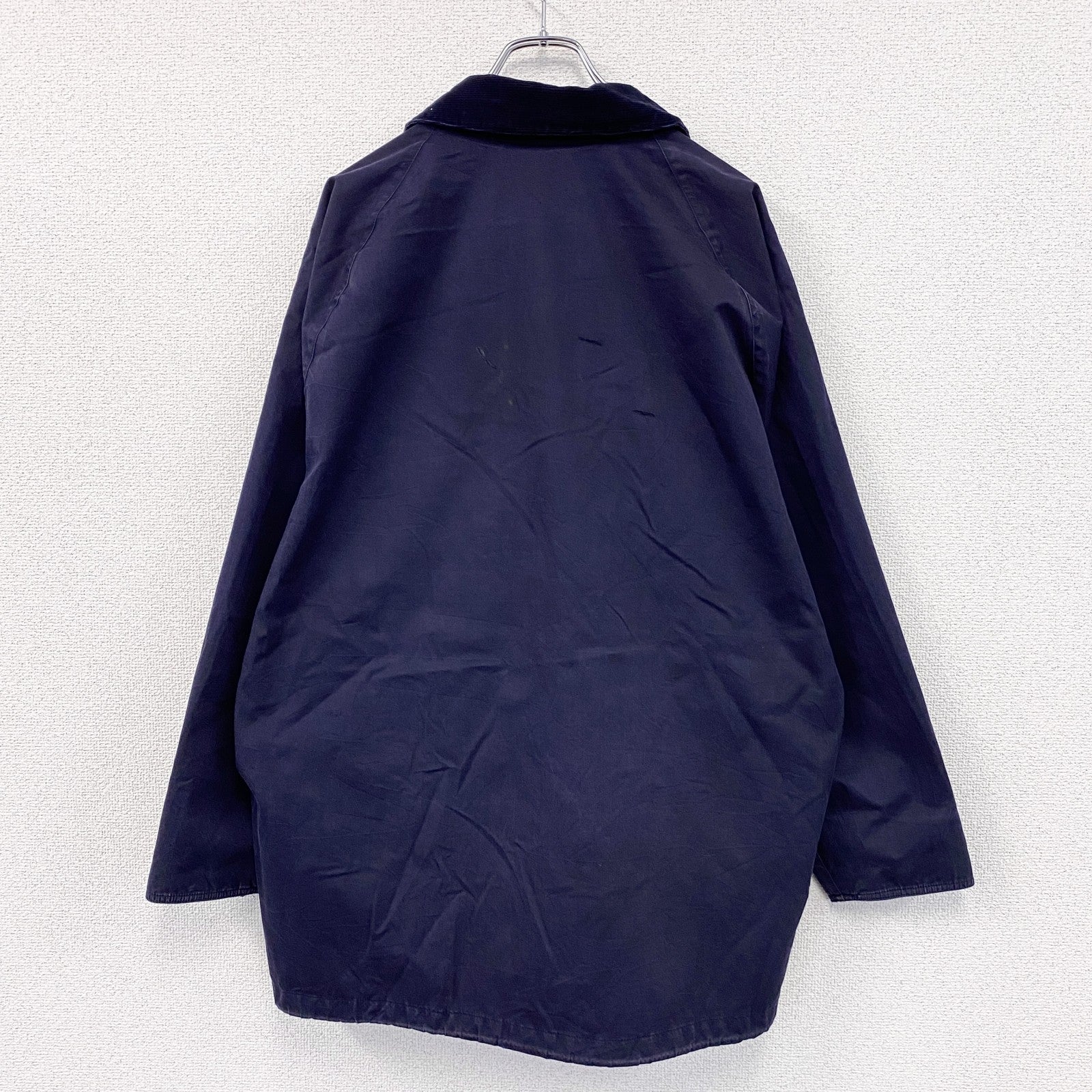 Barbour　バブアー　BEAUFORT　ビューフォート　ノンオイルドジャケット　コーデュロイ襟　チェック柄ライナー　紺　ネイビー　Lサイズ