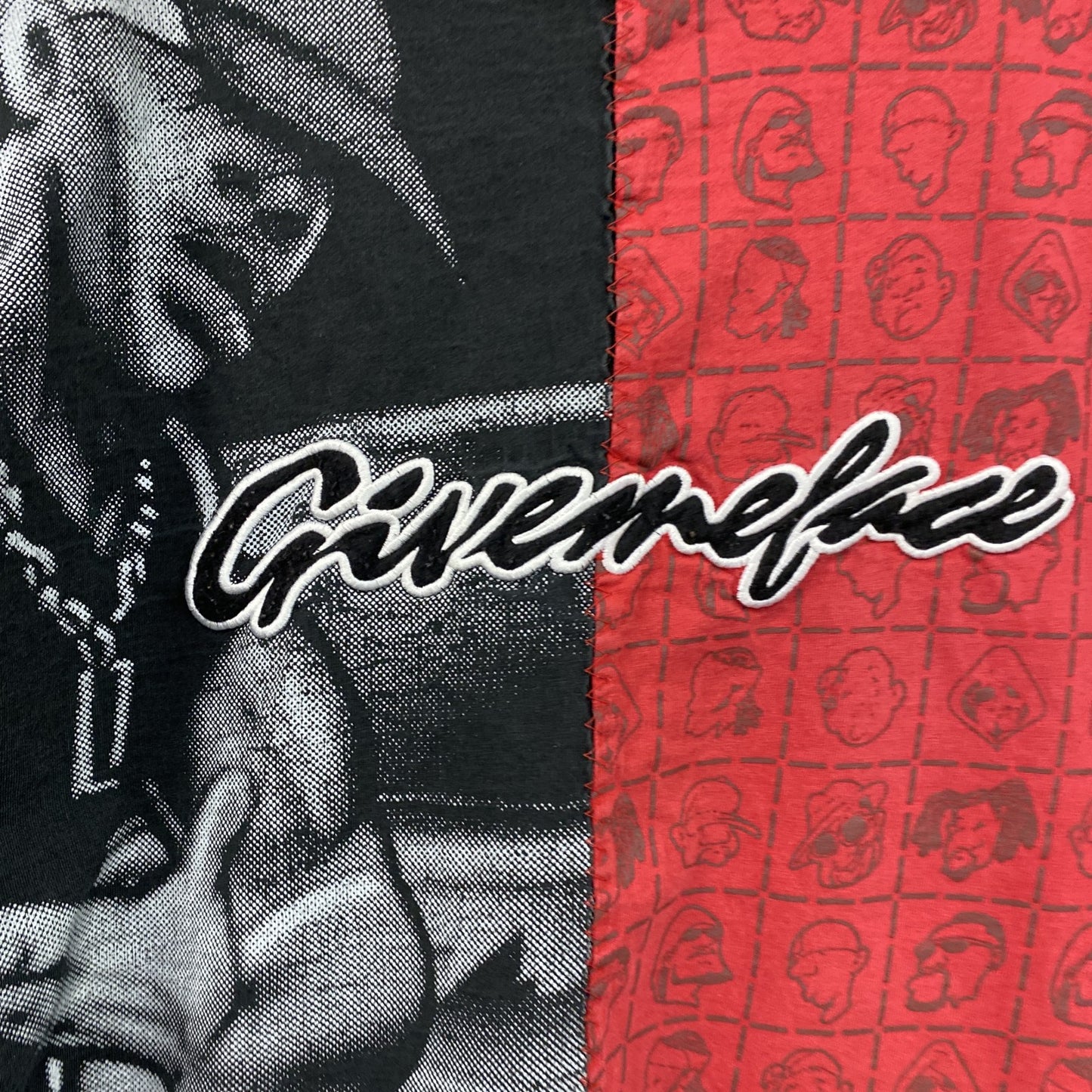 GIVEMEFACE　ギブミーフェイス　半袖プリントTシャツ　ビッグプリント　赤　レッド　黒　ブラック　XLサイズ