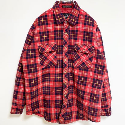 古着 used　Northwest Territory　長袖CPOシャツジャケット　タータンチェック柄　キルティング　赤　Lサイズ