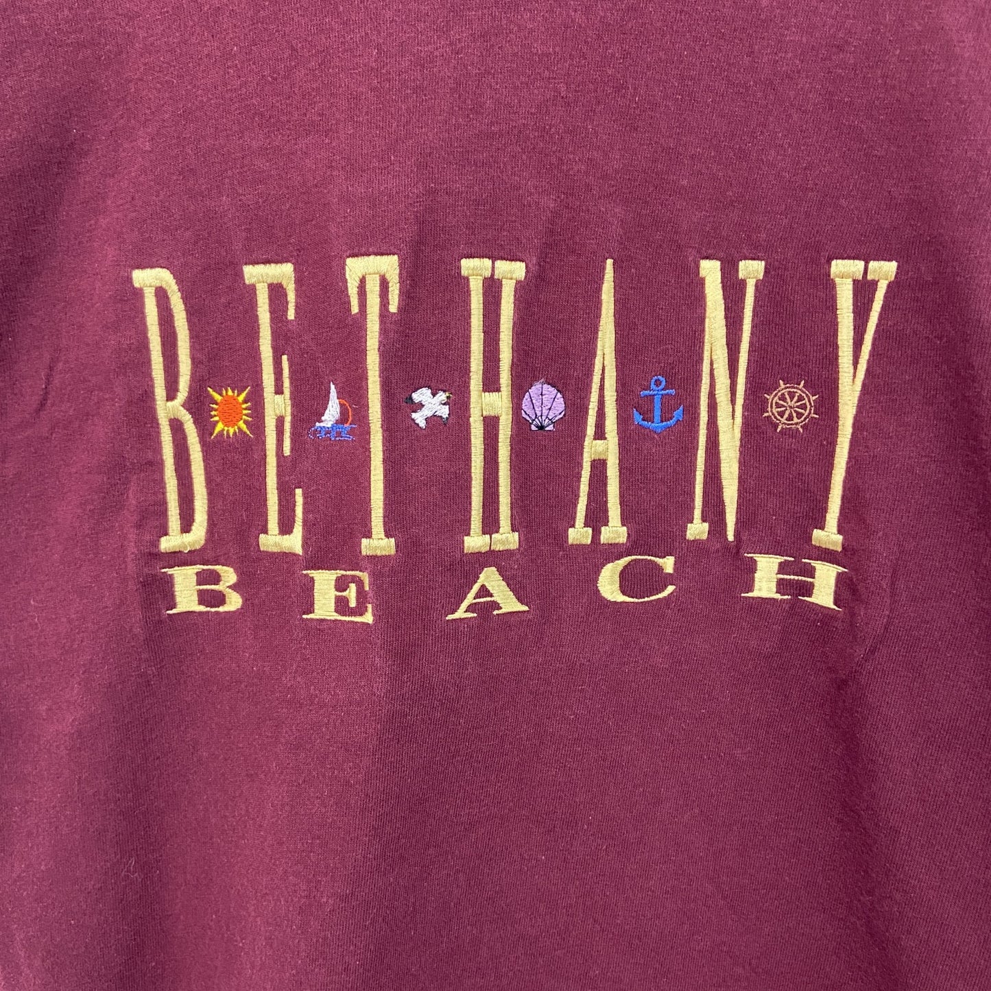 90s　Lee　リー　半袖プリントTシャツ　刺繍ロゴ　クルーネック　ヴィンテージ　ボルドー　Mサイズ