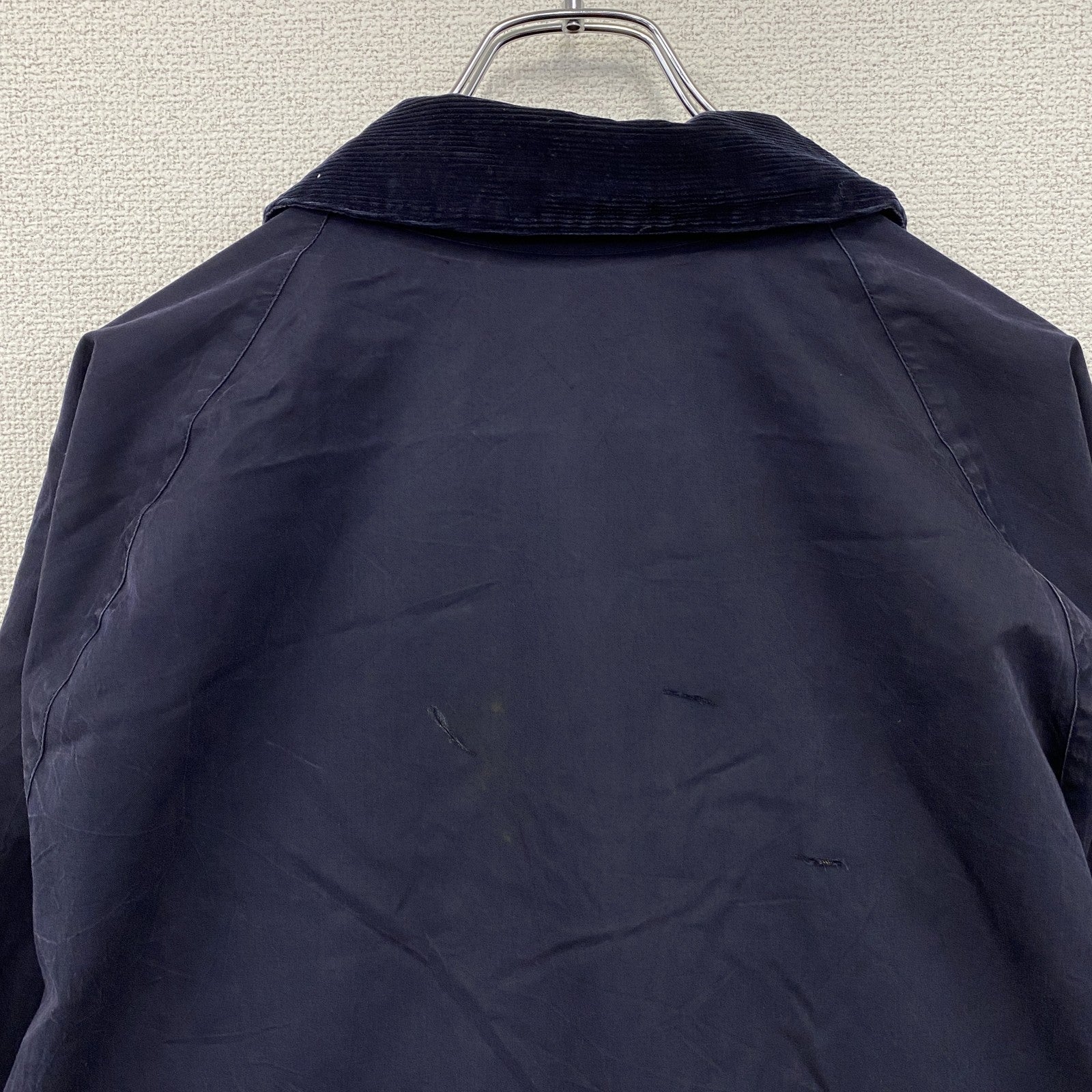 Barbour　バブアー　BEAUFORT　ビューフォート　ノンオイルドジャケット　コーデュロイ襟　チェック柄ライナー　紺　ネイビー　Lサイズ