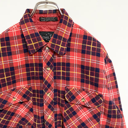 古着 used　Northwest Territory　長袖CPOシャツジャケット　タータンチェック柄　キルティング　赤　Lサイズ