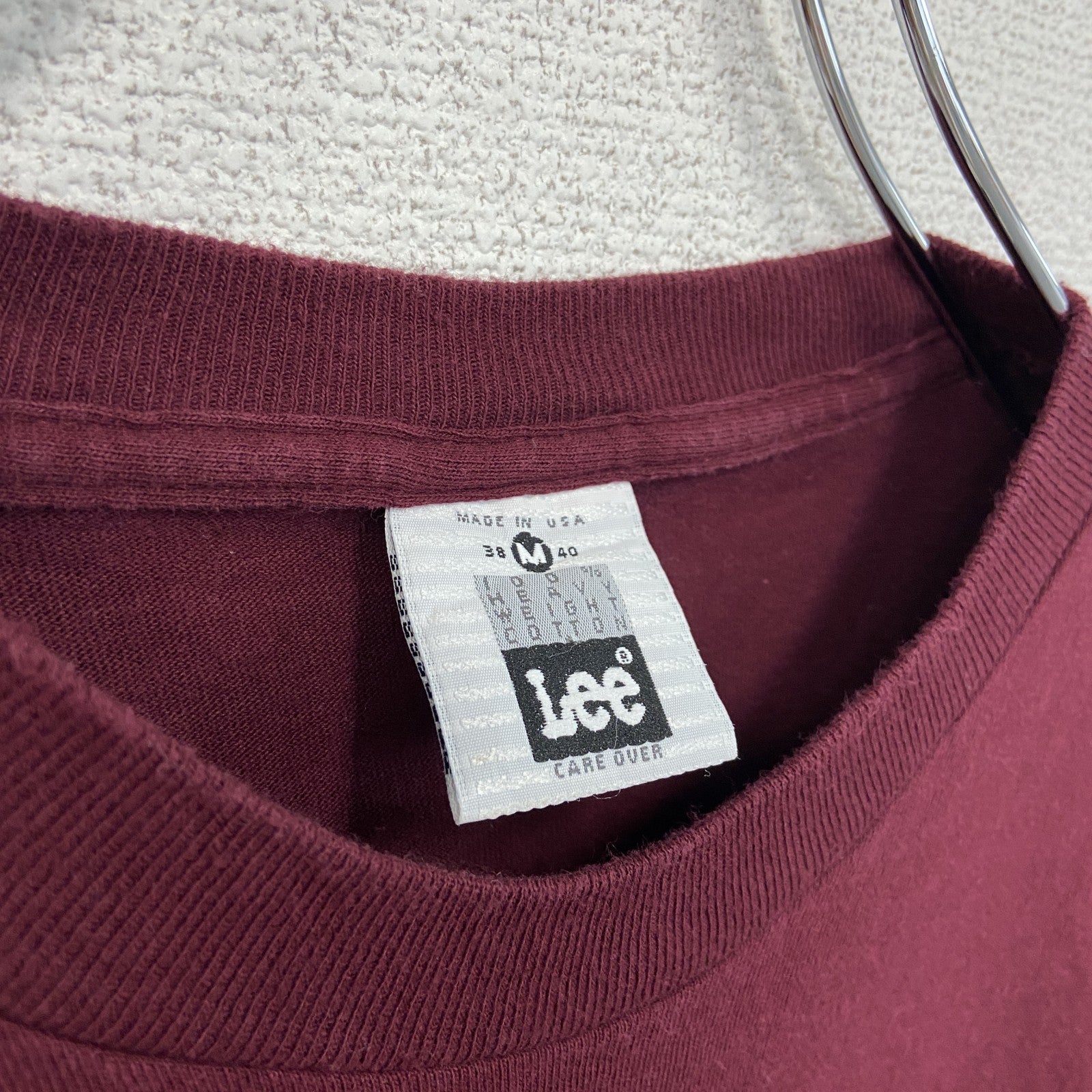 90s　Lee　リー　半袖プリントTシャツ　刺繍ロゴ　クルーネック　ヴィンテージ　ボルドー　Mサイズ