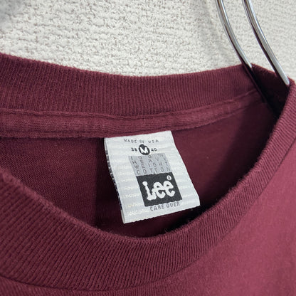 90s　Lee　リー　半袖プリントTシャツ　刺繍ロゴ　クルーネック　ヴィンテージ　ボルドー　Mサイズ