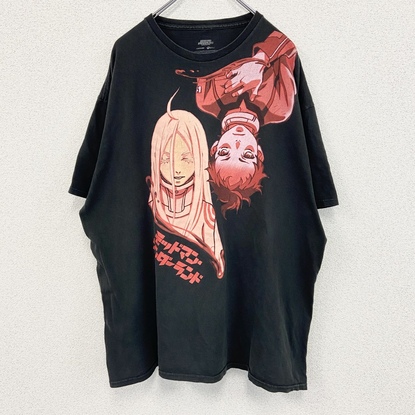古着 used　DEDMAN WANDERLAND　半袖アニメプリントTシャツ　黒　ブラック　レトロデザイン　00s　2XLサイズ