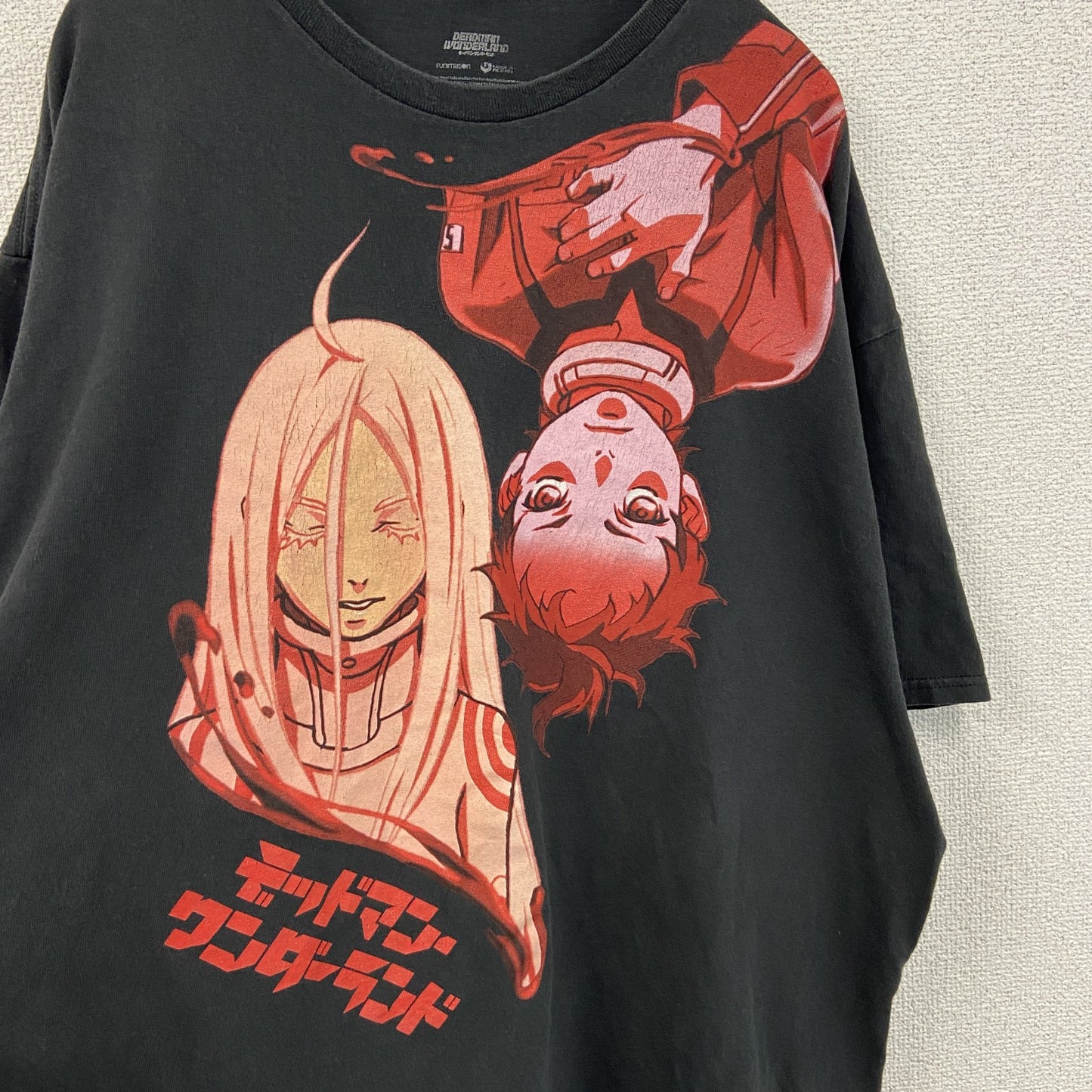 古着 used　DEDMAN WANDERLAND　半袖アニメプリントTシャツ　黒　ブラック　レトロデザイン　00s　2XLサイズ