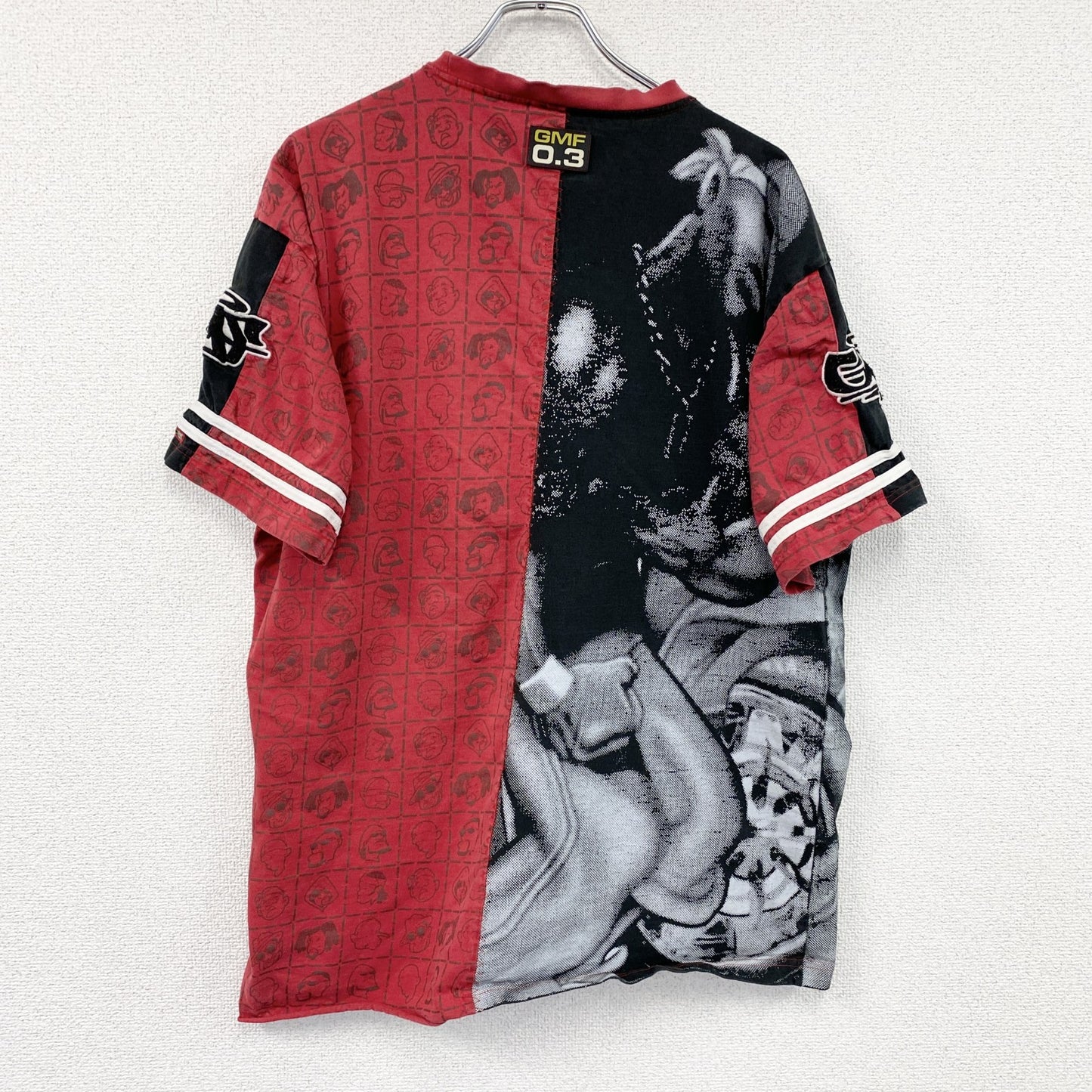 GIVEMEFACE　ギブミーフェイス　半袖プリントTシャツ　ビッグプリント　赤　レッド　黒　ブラック　XLサイズ