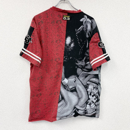 GIVEMEFACE　ギブミーフェイス　半袖プリントTシャツ　ビッグプリント　赤　レッド　黒　ブラック　XLサイズ