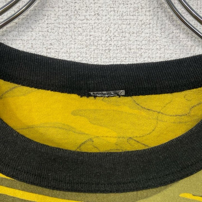 古着 used　半袖プリントTシャツ　クルーネック　シングルステッチ　迷彩柄　カモフラ　レトロデザイン　カーキ