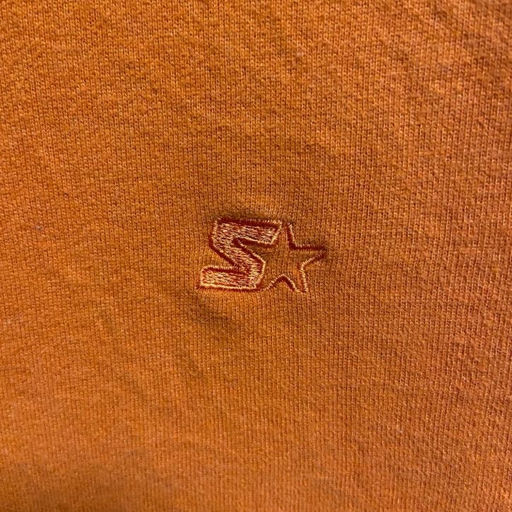 古着 used　STARTER スターター　長袖ワンポイントロゴ刺繍スウェット　トレーナ　オレンジ　Lサイズ