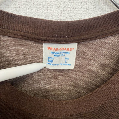 古着 used　90s　半袖プリントTシャツ　USA製　薄手　シングルステッチ　クルーネック　茶色　ブラウン　Lサイズ