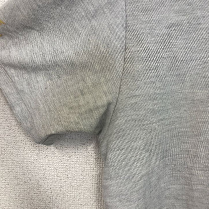古着 used 　FRUIT OF THE LOOM　半袖プリントポロシャツ　バックプリント　レトロ　国旗　灰　グレー　Lサイズ