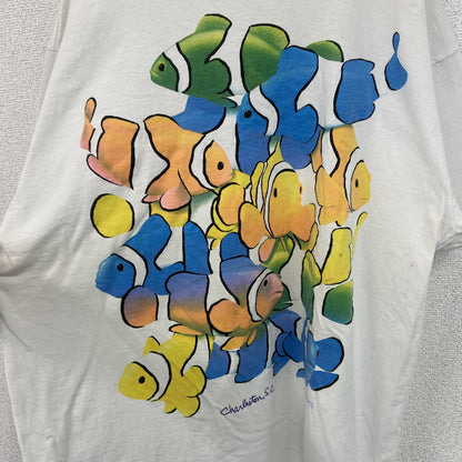 古着 used　DOLPHIN ドルフィン　半袖プリントTシャツ　カクレクマノミ　カジュアル　US製　白　クルーネック　XLサイズ