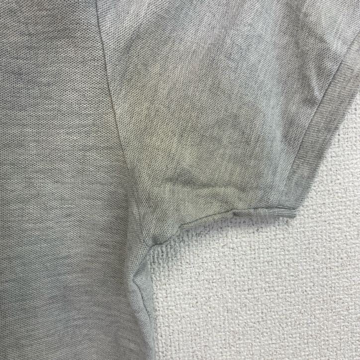 古着 used 　FRUIT OF THE LOOM　半袖プリントポロシャツ　バックプリント　レトロ　国旗　灰　グレー　Lサイズ