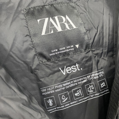 ZARA　ザラ　TRF HEAT PWR　フルジップベスト　中綿入り　黒　ブラック　Ｍサイズ