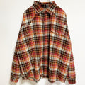 古着 used　WORKWEAR　長袖CPOシャツジャケット　チェック柄　ボア裏地　ビックシルエット　赤　オレンジ　XXLサイズ