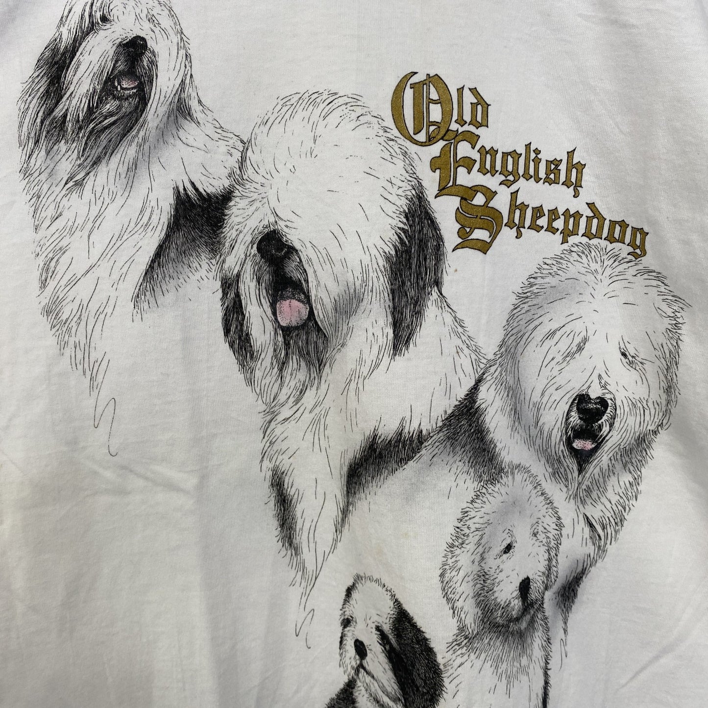 古着 used　90s　半袖アニマルプリントTシャツ　犬　オールドイングリッシュシープドッグ　シングルステッチ　Mサイズ