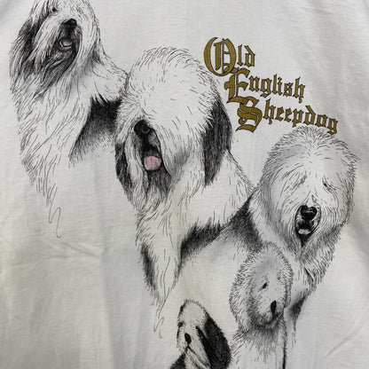 古着 used　90s　半袖アニマルプリントTシャツ　犬　オールドイングリッシュシープドッグ　シングルステッチ　Mサイズ